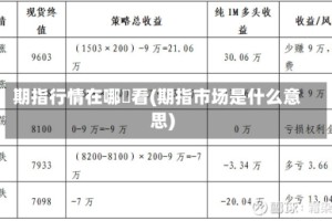 期指行情在哪裡看(期指市场是什么意思)