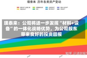 璞泰来：公司将进一步发挥“材料+设备”的一体化战略优势，为公司股东带来良好的投资回报