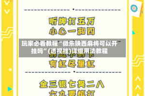 玩家必看教程“微乐陕西麻将可以开挂吗”(透视挂)详细用法教程