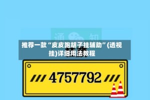 推荐一款“皮皮跑胡子挂辅助”(透视挂)详细用法教程