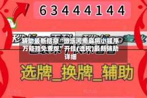 辅助最新信息“微乐河南麻将小程序万能挂免费版”开挂(透视)最新辅助详细