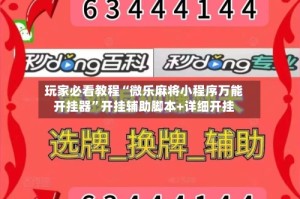 玩家必看教程“微乐麻将小程序万能开挂器”开挂辅助脚本+详细开挂