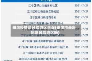 阳泉疫情高风险地区查询(阳泉市是新冠高风险地区吗)