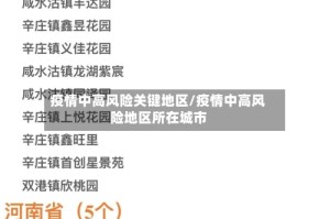 疫情中高风险关键地区/疫情中高风险地区所在城市
