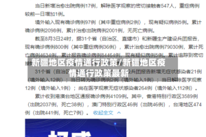 新疆地区疫情通行政策/新疆地区疫情通行政策最新