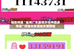 辅助神器“雀神广东麻将开挂神器通用版”详细分享装挂步骤教程
