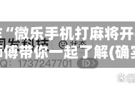 一键操作“微乐手机打麻将开挂方法”专业师傅带你一起了解(确实有挂