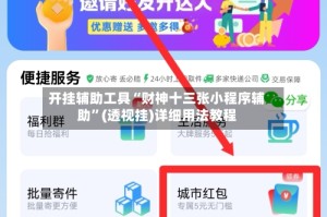 开挂辅助工具“财神十三张小程序辅助”(透视挂)详细用法教程