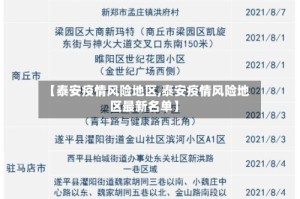 【泰安疫情风险地区,泰安疫情风险地区最新名单】