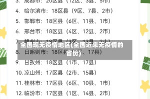 全国现无疫情地区(全国近来无疫情的省份)