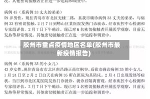 胶州市重点疫情地区名单(胶州市最新疫情报告)