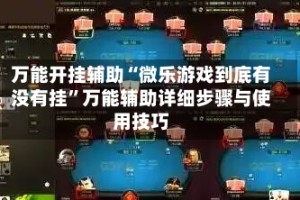 万能开挂辅助“微乐游戏到底有没有挂”万能辅助详细步骤与使用技巧