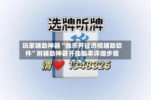 玩家辅助神器“微乐开挂透视辅助软件”附辅助神器开挂脚本详细步骤