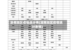 湖南地区疫情统计表(湖南地区疫情统计表格)