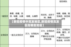 【新冠疫情中高发地区,新冠疫情高发区指哪些地区】