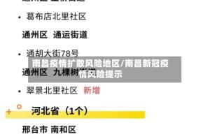 南昌疫情扩散风险地区/南昌新冠疫情风险提示