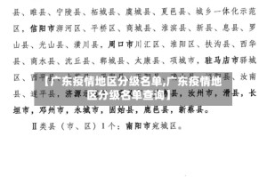 【广东疫情地区分级名单,广东疫情地区分级名单查询】