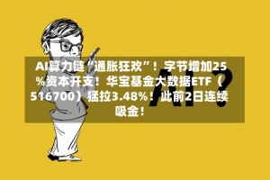 AI算力链“通胀狂欢”！字节增加25%资本开支！华宝基金大数据ETF（516700）猛拉3.48%！此前2日连续吸金！