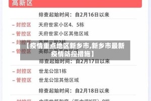 【疫情重点地区新乡市,新乡市最新疫情防控措施】