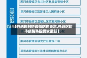 【各地区对待疫情防控要求,各地区对待疫情防控要求最新】