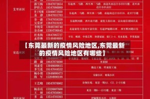 【东莞最新的疫情风险地区,东莞最新的疫情风险地区有哪些】
