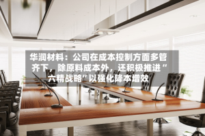 华润材料：公司在成本控制方面多管齐下，除原料成本外，还积极推进“六精战略”以强化降本增效