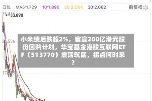 小米绩后跌超2%，官宣200亿港元股份回购计划，华宝基金港股互联网ETF（513770）震荡筑底，拐点何时来？