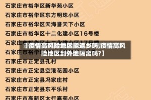 【疫情高风险地区能返乡吗,疫情高风险地区到外地隔离吗?】