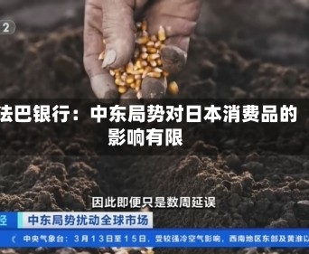 法巴银行：中东局势对日本消费品的影响有限