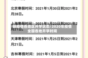 新疫情各地区开学状态/2020年疫情全国各地开学时间