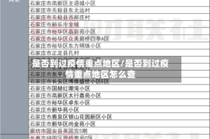是否到过疫情重点地区/是否到过疫情重点地区怎么查