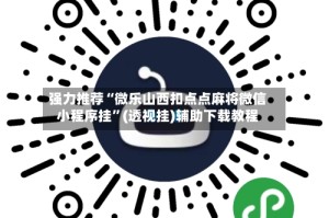 强力推荐“微乐山西扣点点麻将微信小程序挂”(透视挂)辅助下载教程