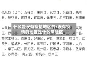 什么是没有疫情地区的/没有疫情的地区是什么风险区