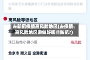 去新冠疫情高风险地区(去疫情高风险地区需做好哪些防范?)