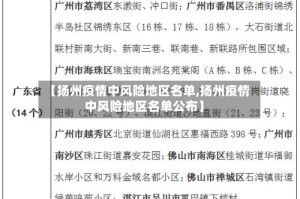 【扬州疫情中风险地区名单,扬州疫情中风险地区名单公布】