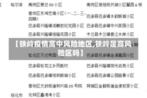 【铁岭疫情高中风险地区,铁岭是高风险区吗】
