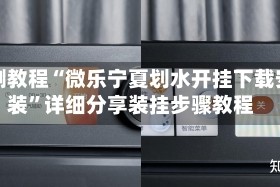 实测教程“微乐宁夏划水开挂下载安装”详细分享装挂步骤教程