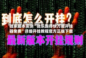 独家脚本实测“微乐跑得快万能开挂器免费”详细开挂教程官方正版下载