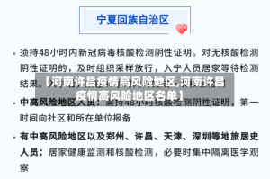 【河南许昌疫情高风险地区,河南许昌疫情高风险地区名单】