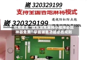 可用版本“微乐湖南麻将小程序必赢神器免费”掌握辅助功能必胜规则