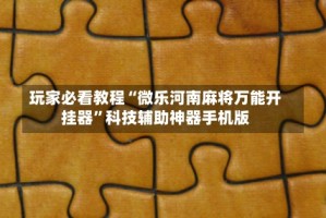 玩家必看教程“微乐河南麻将万能开挂器”科技辅助神器手机版
