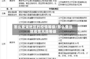 怎么查询地区的疫情等级/怎么查当地疫情风险等级