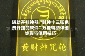 辅助开挂神器“财神十三张免费开挂的软件”万能辅助详细步骤与使用技巧