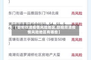 【邵阳双清疫情风险地区,邵阳双清疫情风险地区有哪些】