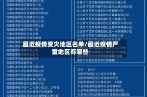 最近疫情受灾地区名单/最近疫情严重地区有哪些