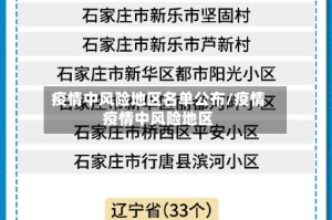 疫情中风险地区名单公布/疫情疫情中风险地区