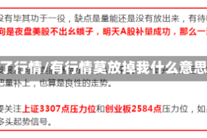 有了行情/有行情莫放掉我什么意思