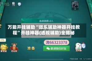 万能开挂辅助“微乐辅助神器开挂教程”开挂神器{透视辅助}全揭秘