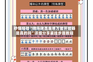 秒懂经验“微乐陕西麻将万能开挂器是真的吗”详细分享装挂步骤教程