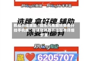 教程开挂辅助“微乐河南麻将免费开挂手机版”附辅助神器开挂脚本详细步骤